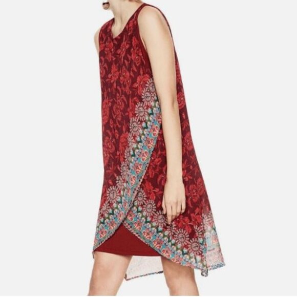 Desigual Vibrant Red Monique Floral Dress Size 42 = US Large - Picture 1 of 11